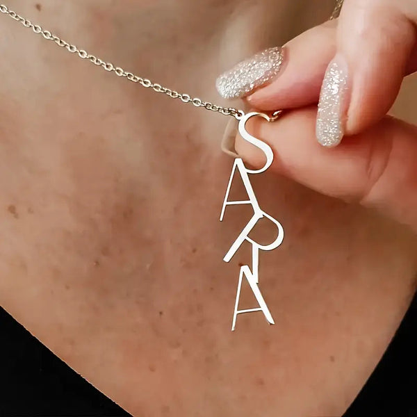 Custom Name Necklace with Vertical Lettering 0