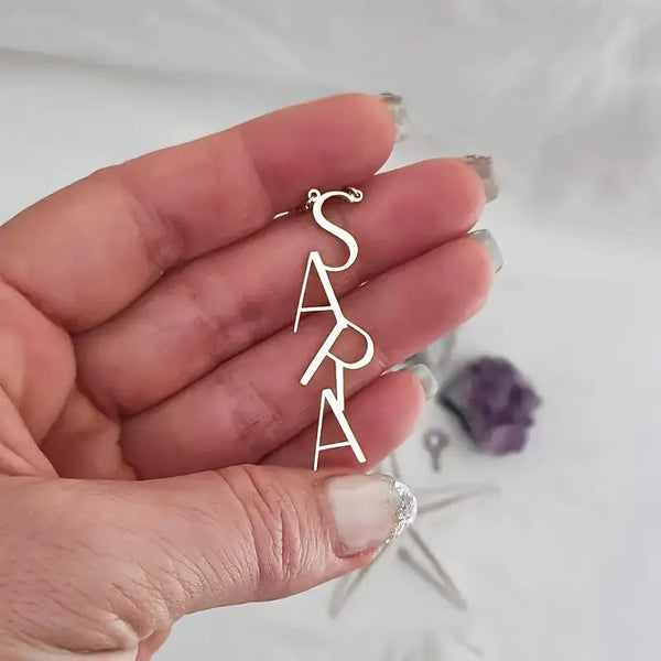 Custom Name Necklace with Vertical Lettering 1