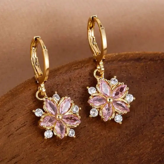 Daisy Pink Crystal Earrings 0