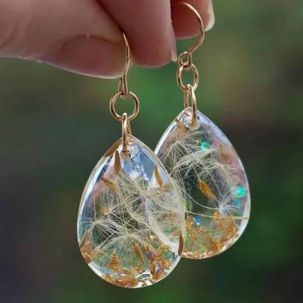 Dandelion Earrings made of Vintage Crystal Glass 0
