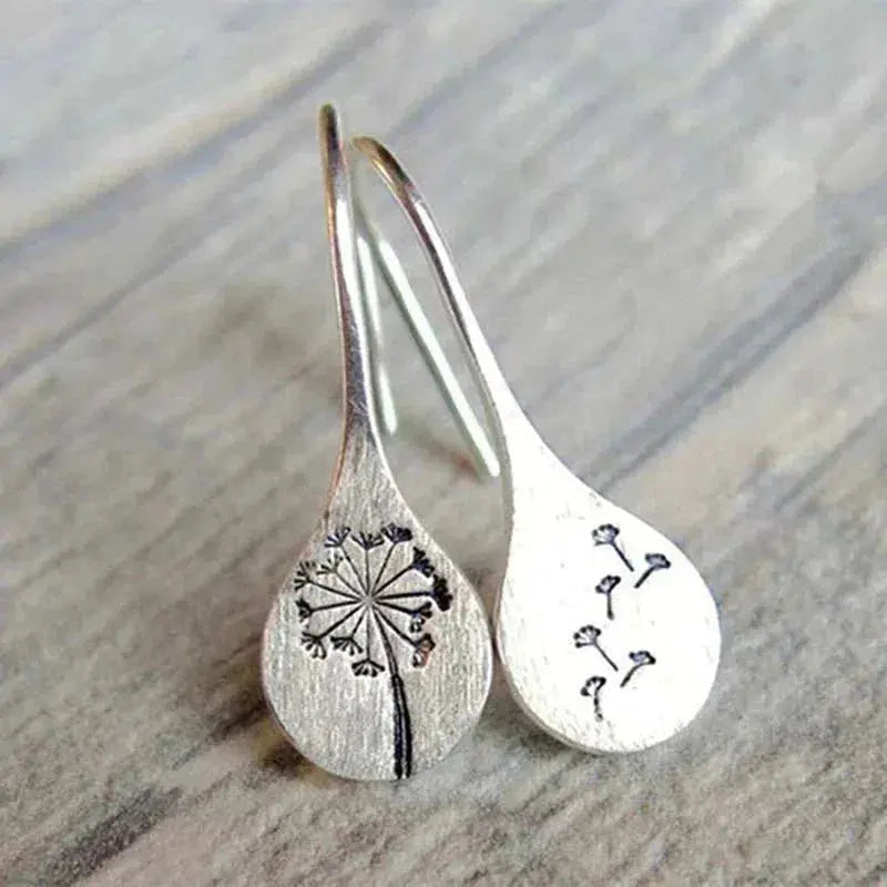 Dandelion Leaf Earrings made of 925 Silver 0