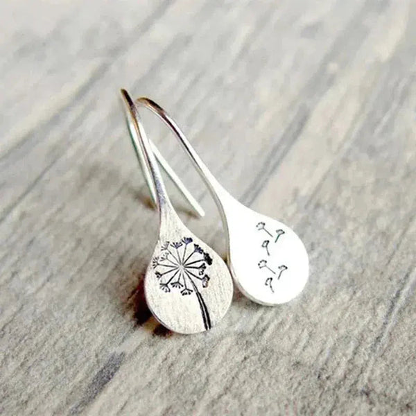 Dandelion Leaf Earrings made of 925 Silver 1