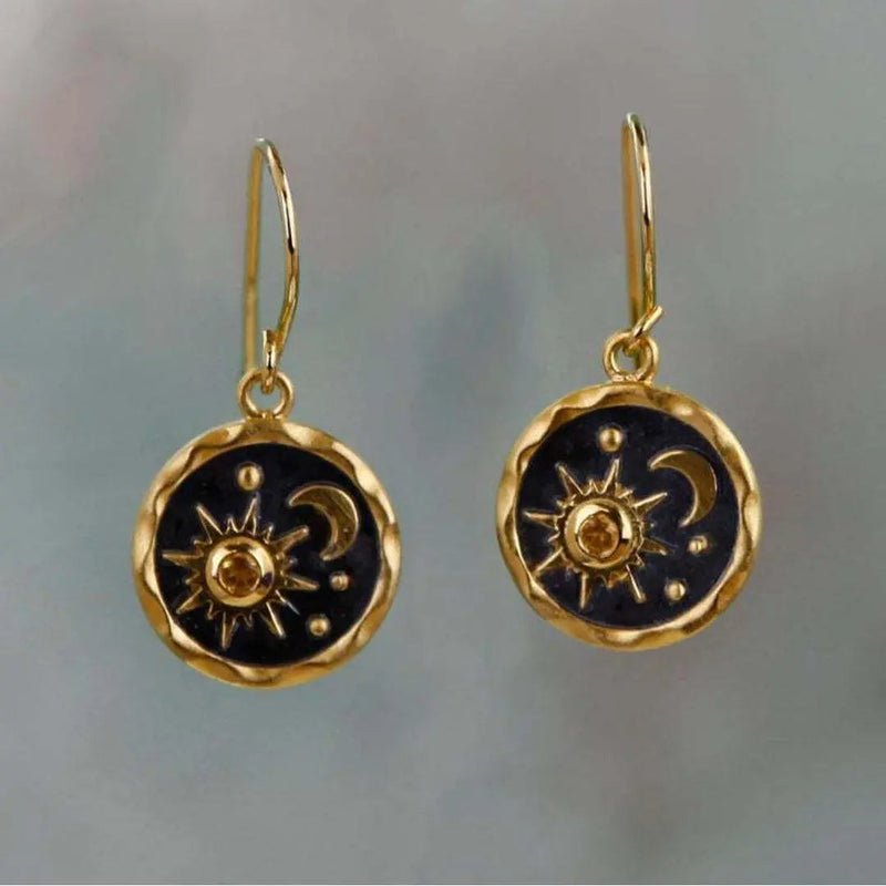 Earrings with Sun and Moon in Gold and Silver 1