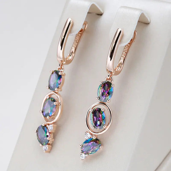 Earrings with multicolored crystals in gold 0