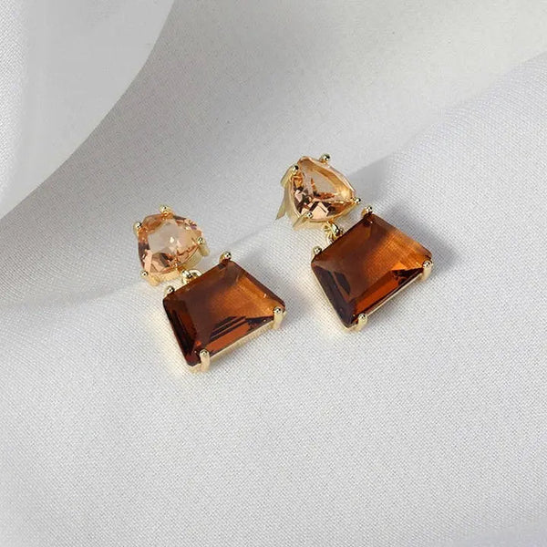 Elegant Desert Crystal Earrings in Gold 0