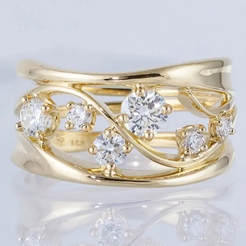 Elegant Gold-Plated Ring with Zirconia 0