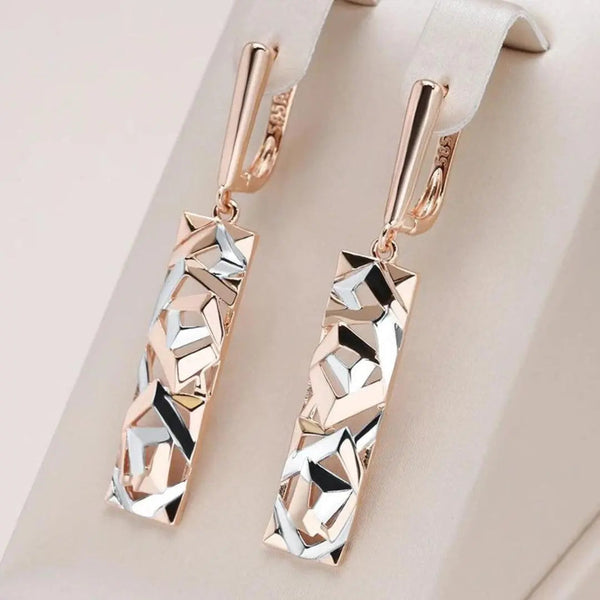 Elegant Rectangular Earrings made of Gold and Silver 0