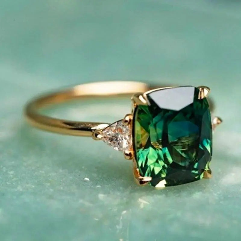 Elegant Square Emerald Ring 0