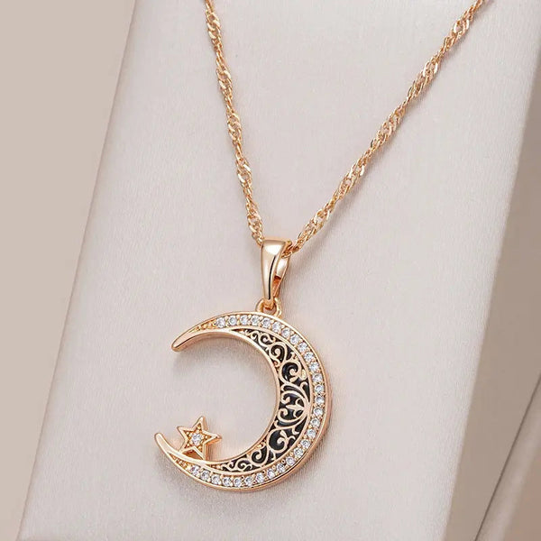 Elegant and Brilliant Moon Necklace 0