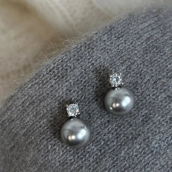 Elegant black pearl zirconia earrings 0