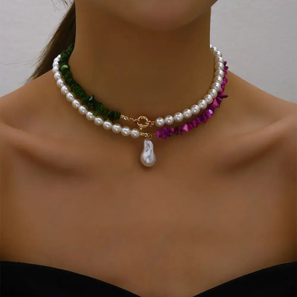 Elegant colorful baroque pearl necklace 0