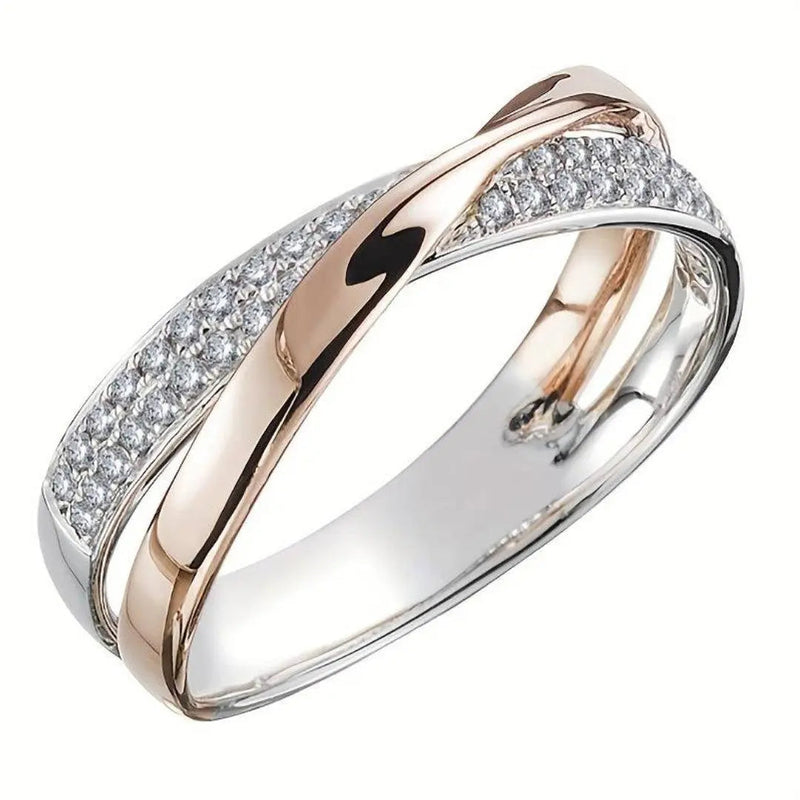 Elegant curved ring with rhinestone 0