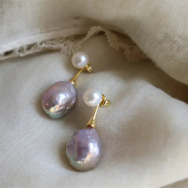 Elegant purple pearl earrings 0