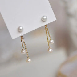 Elegant small dangling pearl earrings 0