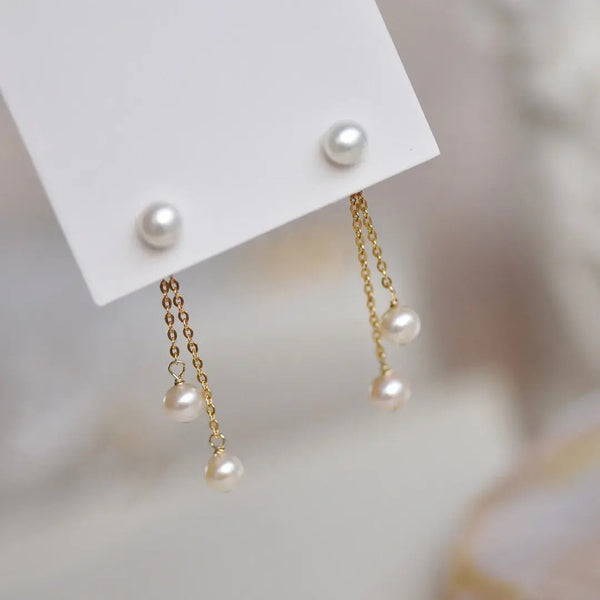 Elegant small dangling pearl earrings 0