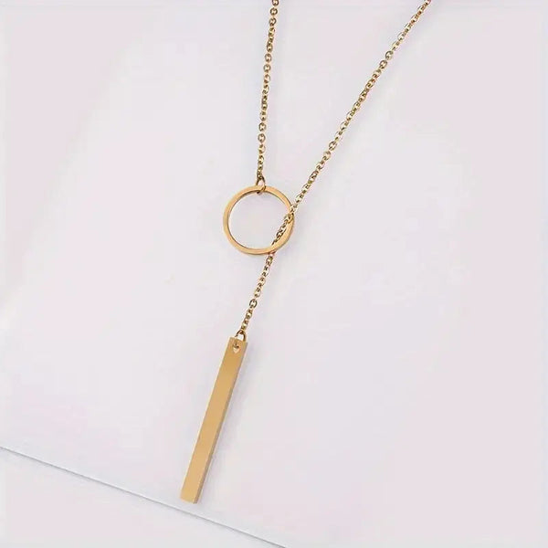 Ethnically inspired alloy circle and stick pendant necklace 0