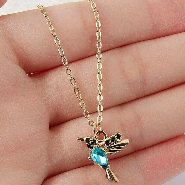 Fine necklace with hummingbird pendant made of enamel and zirconia 0