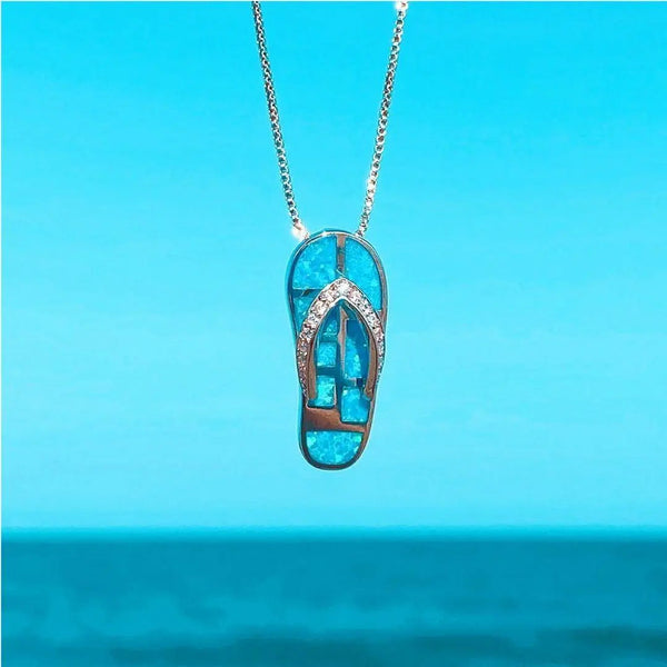 Flip Flop Necklace made of Opal and Silver 0
