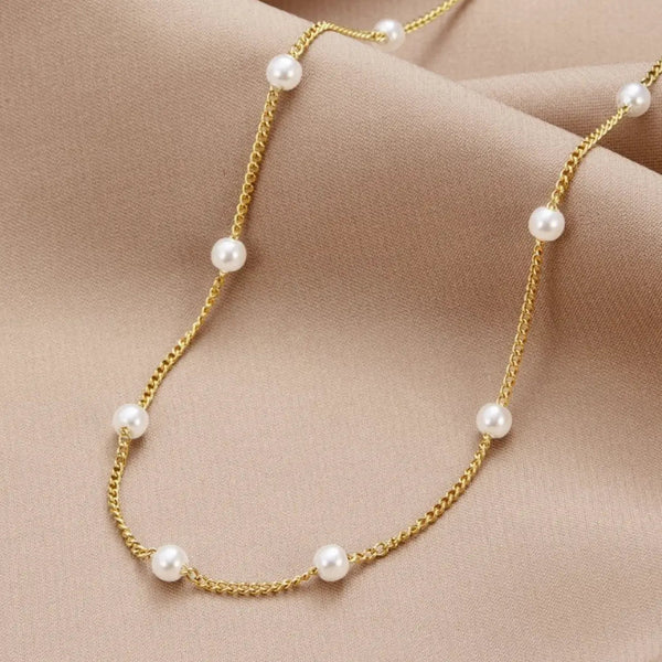 Freshwater pearl gold necklace 0