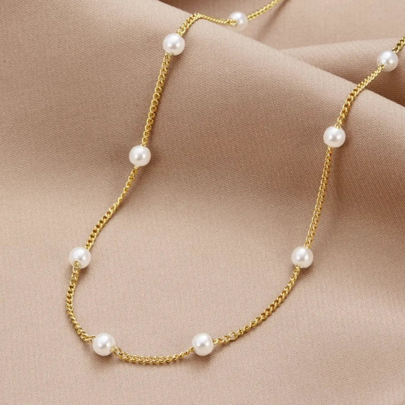 Freshwater pearl gold necklace 0