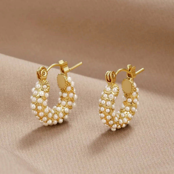 Gold-plated pearl earrings 0