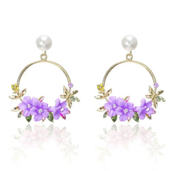Gold Flower and Pearl Earrings 0