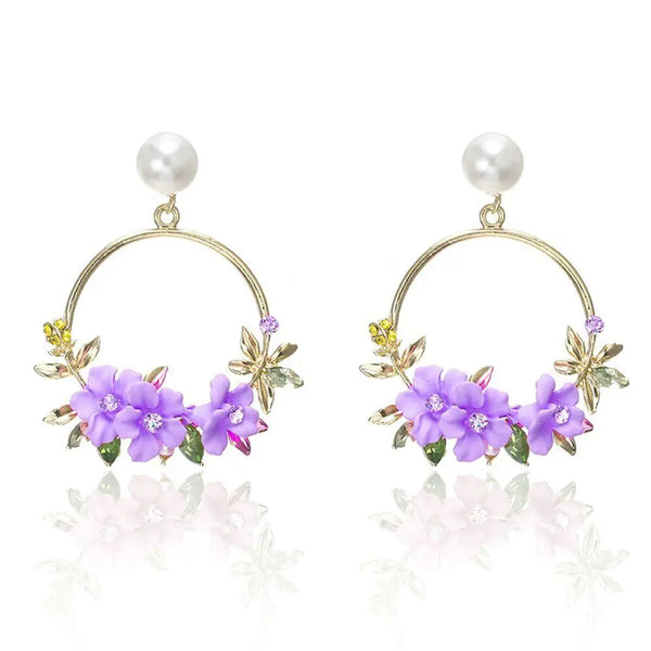 Gold Flower and Pearl Earrings 1