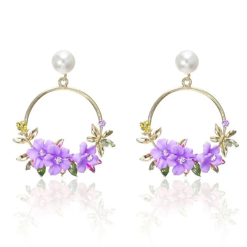 Gold Flower and Pearl Earrings 1