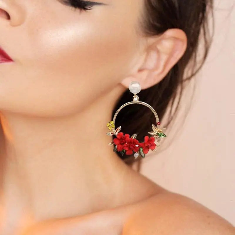 Gold Flower and Pearl Earrings 2