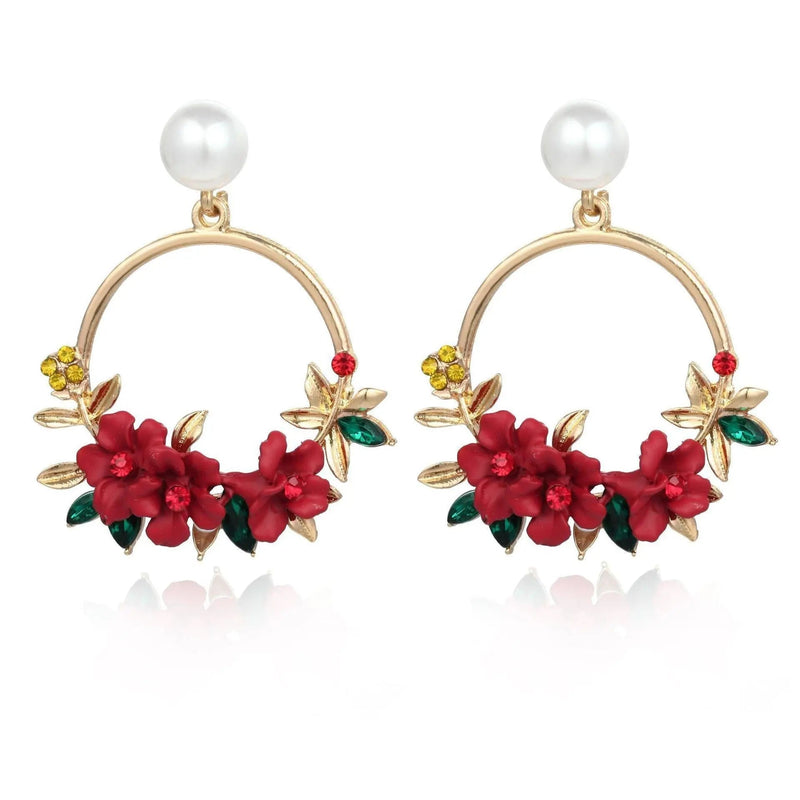 Gold Flower and Pearl Earrings 4