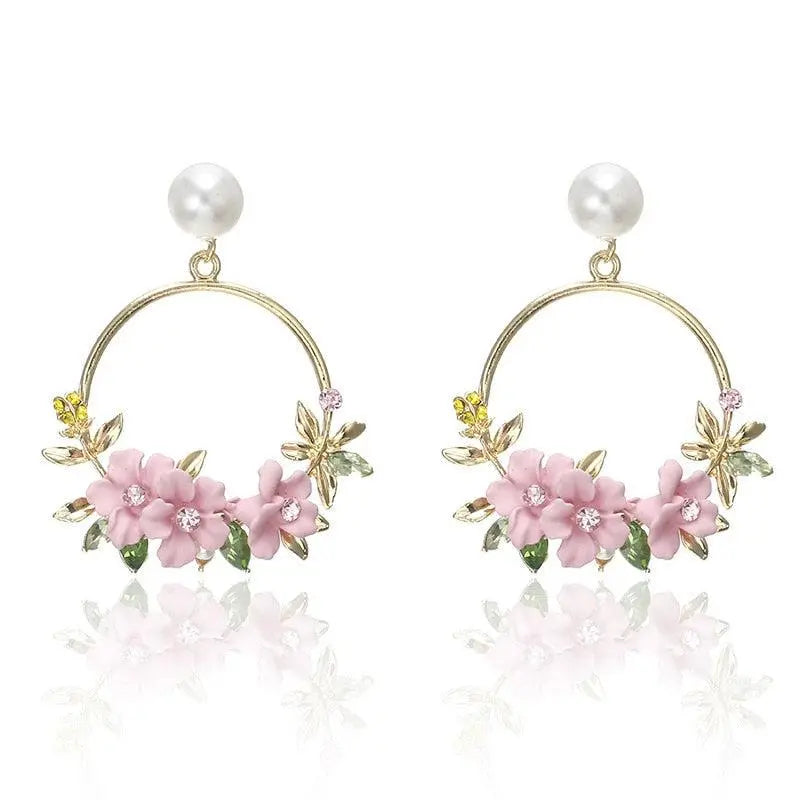 Gold Flower and Pearl Earrings 5