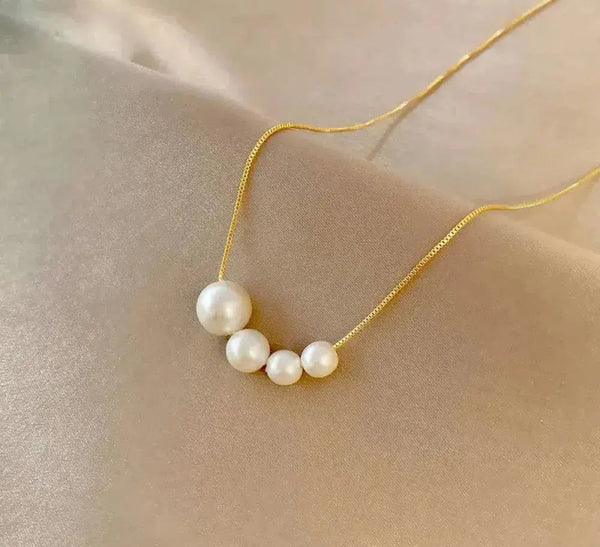 Gold freshwater pearl necklace 1