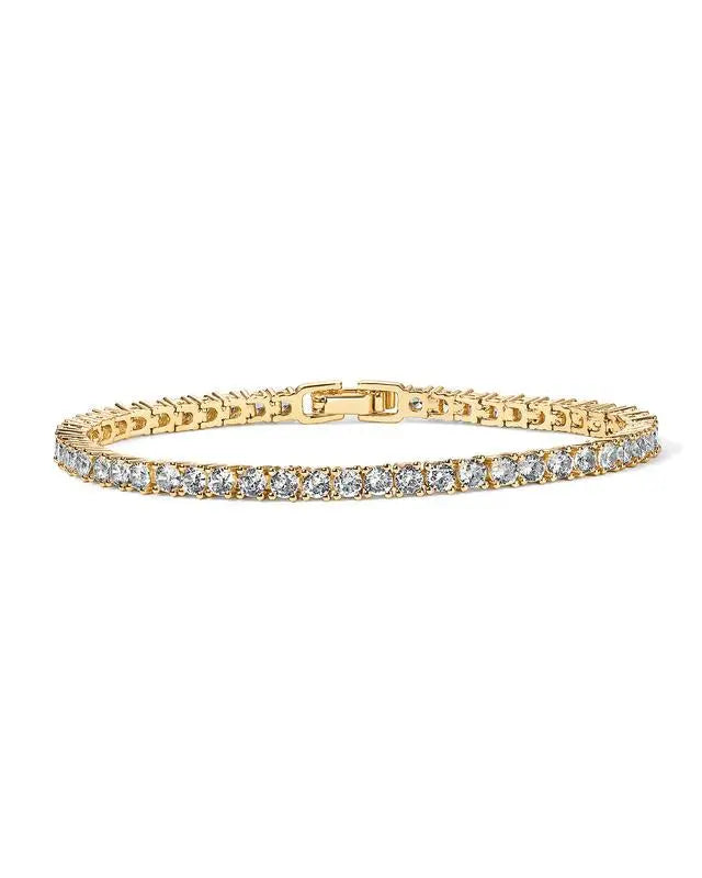 Golden Glow: Dazzling Crystal Tennis Bracelet 0