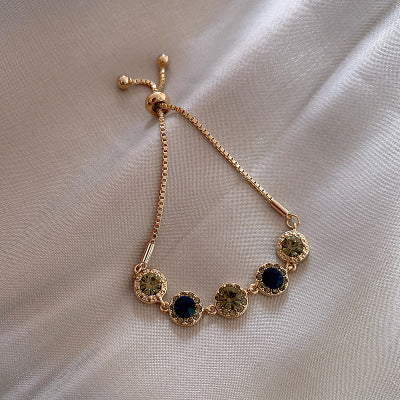 Green Crystals Bracelet in Gold 0