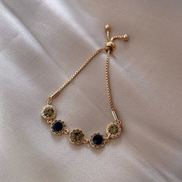 Green Crystals Bracelet in Gold 1
