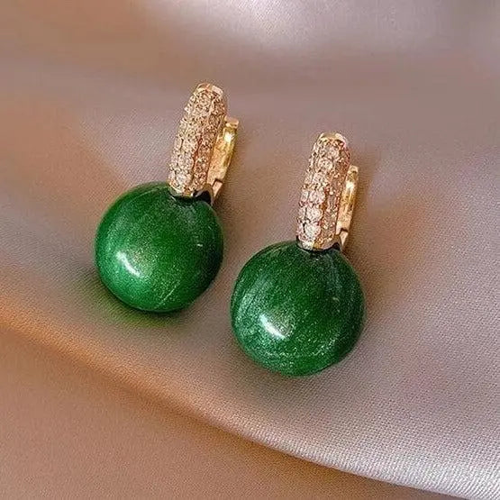 Green Pearl Earrings in Gold 0