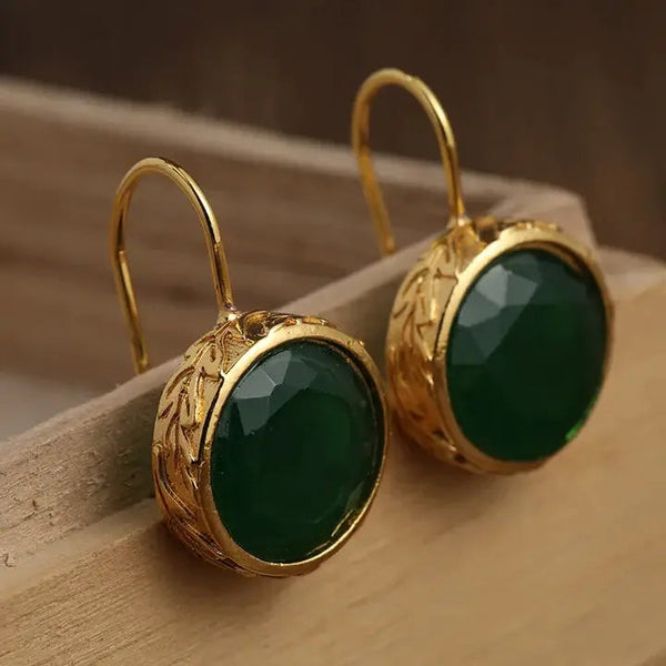 Green Round Vintage Earrings 0