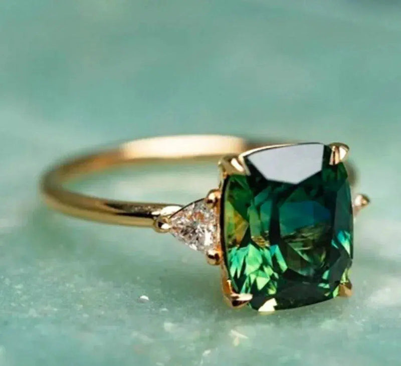 Green zirconia ring in gold 0