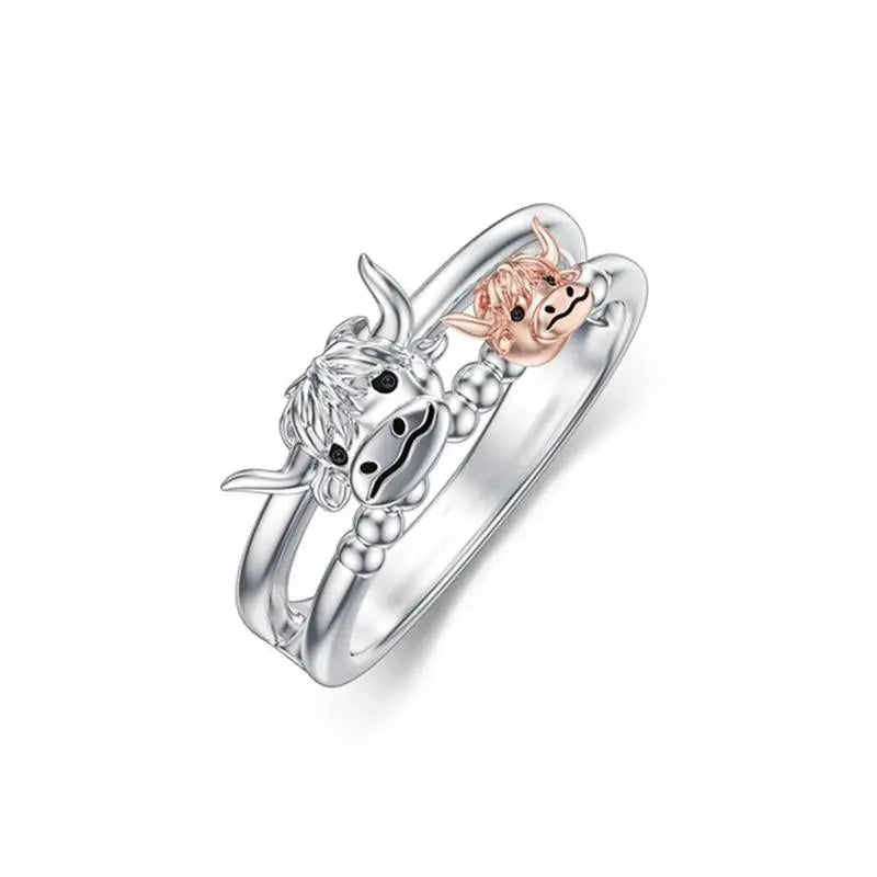 Highland Cow Ring – Sterling Silver & Rose Gold 0