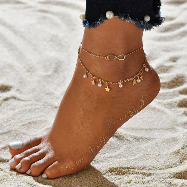 Infinity Anklet Bracelet + Pearls and Stars 0
