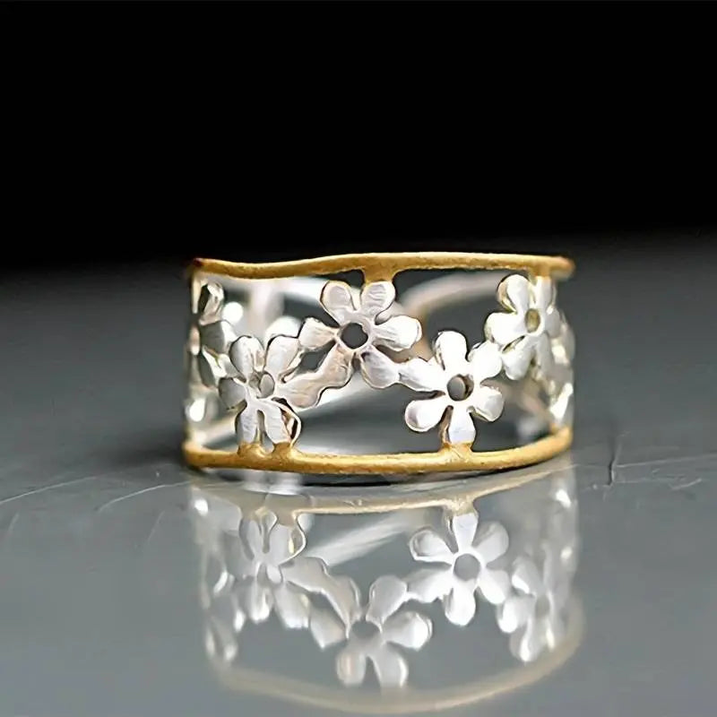 Irregular Hollow Daisy Ring 0