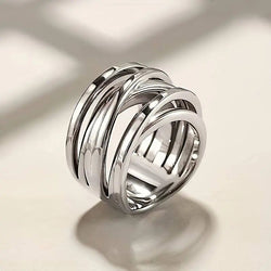 Layered Silver Ring in Vintage Style 0