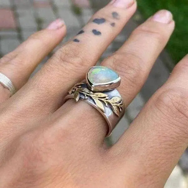 Leaf Geometric Opal Ring 1