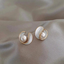 Luxury white opal earrings with pearls in gold 0