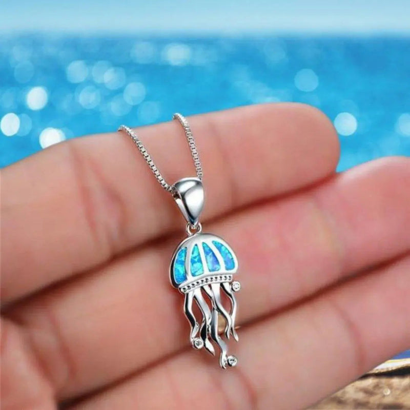 Medusa necklace made of opal and silver with zirconia 0