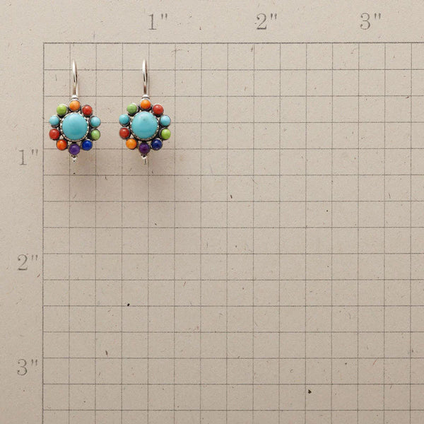 Multicoloured Turquoise Round Earrings 1