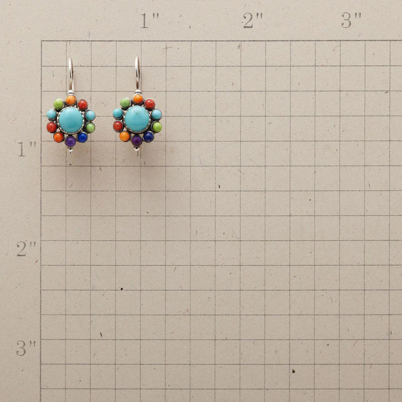 Multicoloured Turquoise Round Earrings 1