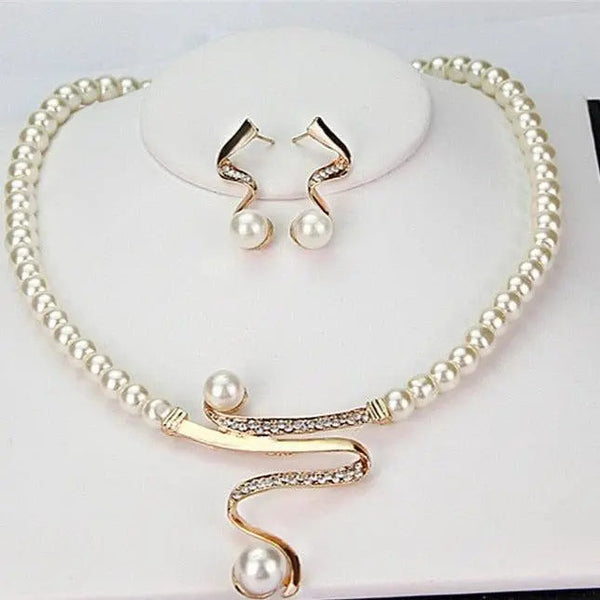 Natural Pearl Necklace + Earring Set 0