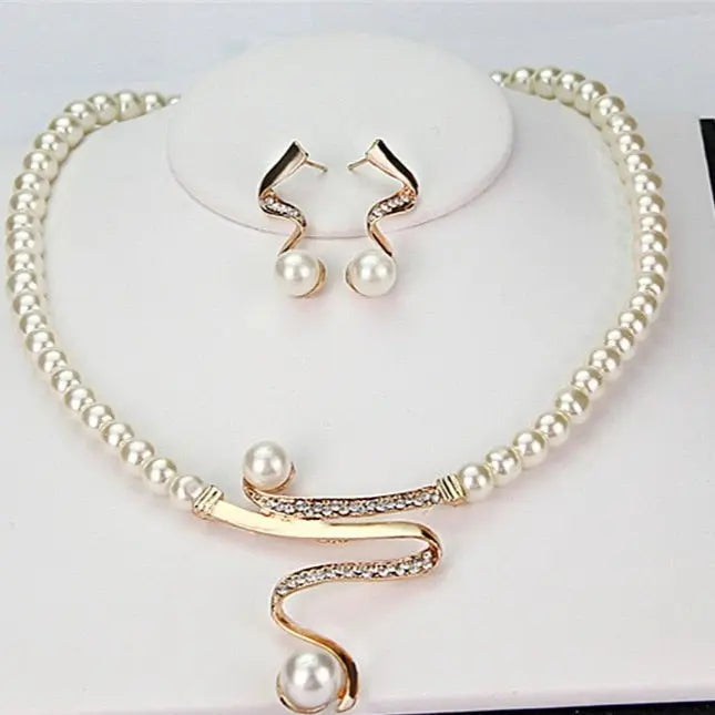 Natural Pearl Necklace + Earrings Set 0