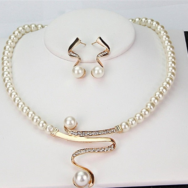 Natural Pearl Necklace + Earrings Set 0